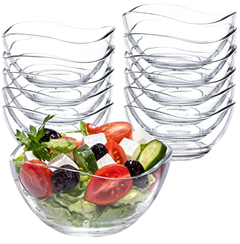 Set di 12 Ciotole in Vetro da 215ml - Ciotola per Dessert Snack Insalatiera Vetro Coppette per Gelato Ciotole Cucina Ciotola per Dessert Insalata Snack