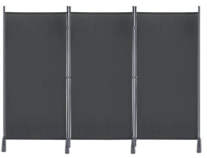 UISEBRT Paravent 275 x 180 cm Raumteiler Freistehend Trennwand 3 Teilig Stellwand mit Standfuß Sichtschutz für Büros Balkon Garten, Anthrazit