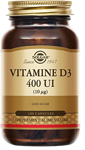 Solgar Vitamine D3 400 UI - Défenses naturelles - Immunité - Santé des os - Système Immunitaire - Complément Alimentaire - Flacon de 100 capsules