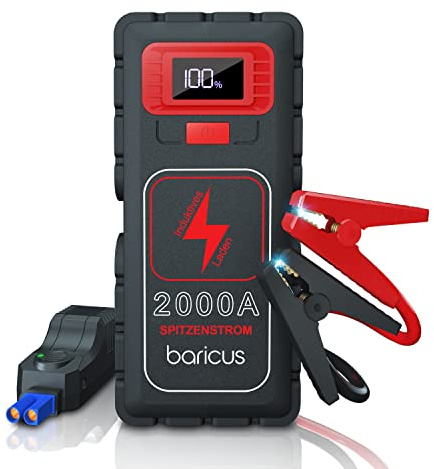 Baricus Powerbank 16000mAh Starthilfe Auto 12V Wireless Charger – B-Ware | 16000 mAh · 2000 A Spitze · Wireless Charging · 12V Starthilfe