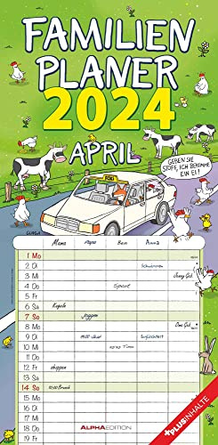 Familienplaner Happy 2024 - Familien-Timer 22x45 cm - mit Ferienterminen - 5 Spalten - Wand-Planer - mit vielen Zusatzinformationen - Alpha Edition