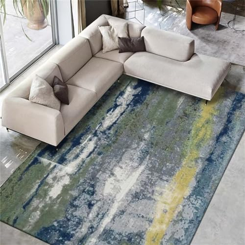 TocoLa Spielteppich Kinder Bettumrandung Teppich Bettwäsche Flächenteppich grau-blau minimalistisches Design Flurteppich kann viele Jahre verwendet Werden Haus Deko 180X200cm