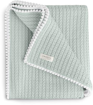 Levaya Products Babydecke Baumwolle – 100% Bio, weich & atmungsaktiv | Kuscheldecke für Baby & Neugeborene | Geschenk zur Geburt & Taufe | Oeko-Tex Zertifiziert | 120×90 cm (Grün)