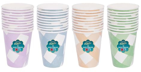 YöL Pack of 50 Paper Tumblers Disposable Cups Red Lilac Blue Terracotta Summer Dining Picnic Party BBQ Drinks