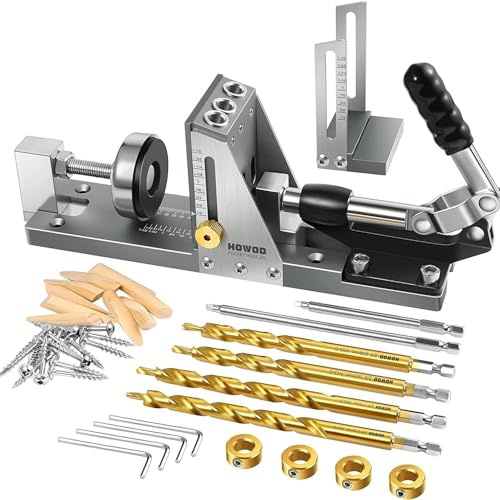 Schrägloch Positionierer, Preciva 15 Grad Taschenlochvorrichtung Loch Winkelbohrführung Bohrhilfe Bohrschablone mit Zwei 6.5mm Bohrer für Holzbearbeitung, Heimwerken, Handwerk