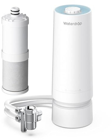 [Ultra Filtration] Waterdrop Filtre à Eau de Comptoir, Rappel de Durée de Vie du Filtre, 4000 Gallons, Réduit Les Métaux Lourds, les Mauvaises Odeurs et 99% de Chlore (1 Filtre Inclus) WD-CTF-08