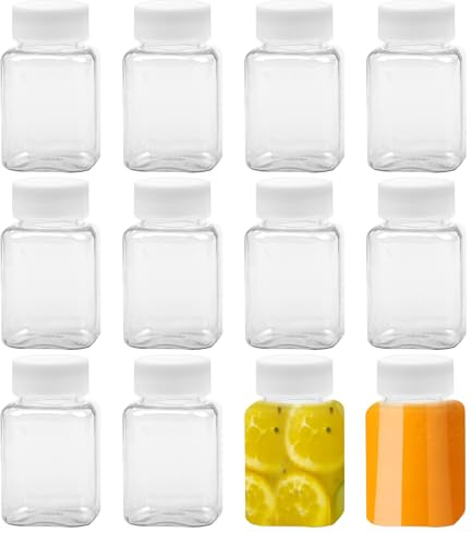 ReaJoys Kleine Plastikflaschen zum Befüllen 100ml Leere Kunststoff Saftflaschen mit Deckel Plastikflasche Milchflasche für Saft Wasser 12 Stk