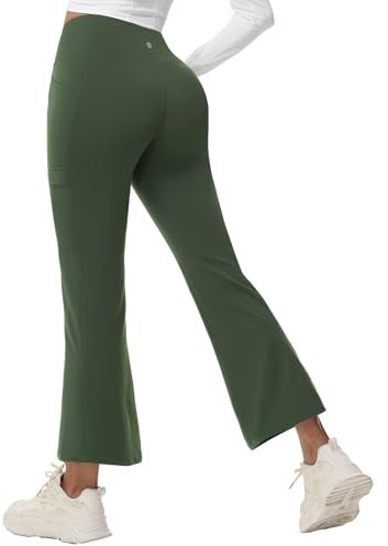 baleaf Damen Wanderhose Wasserabweisend Outdoorhose Winddicht Thermo Hose Schlaghose Trekkinghose mit Taschen Winter Armeegrün M