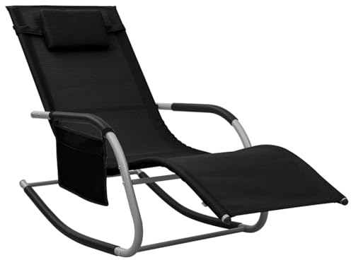 JUDYY Sonnenliege Textilene Schwarz und Grau, Gartenliege, Liegestuhl, Sonnenstuhl, Sonneninsel Outdoor, Liegen, Gartenmöbel, Bäderliege, Relaxliege - 310505