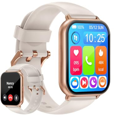 HUAKUA Smart Watch for Men and Women with Call Function,1.85 Inch HD Touch Screen Fitness Watch with Heart Rate Sleep SpO2 Monitoring,IP68 Waterproof Multi Sport Modes Pedometer Watch for Android iOS