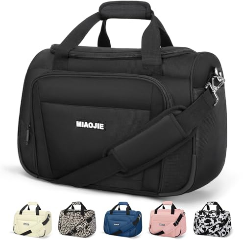 Underseat Carry On Luggage Lightweight Travel Tote Weekender Bag Overnight Duffle Bag for Travel, Travel Essentials Personal Item Travel Bag for Women and Men,Black-16Inch