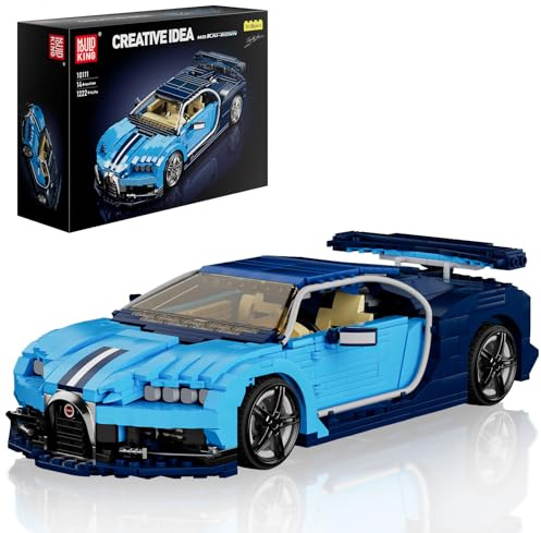 Mould King 10111 Supersportwagen Bausteine Set Technik Klemmbausteine Drift Auto Bausteine Rennwagen Spielzeug Sportwagen Modell Geschenk für Erwachsene (1222 Teile)