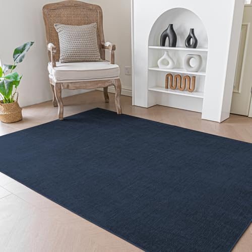 Evitany Kurzflor Teppich 80x150cm,Teppich Mädchenzimmer&Junge,Waschbarer Teppiche Wohnzimmer,Anti-Rutsch Unterseite,Kleine Tepich Schlafzimmer, Kinderzimmer,Esszimmer,Marineblau