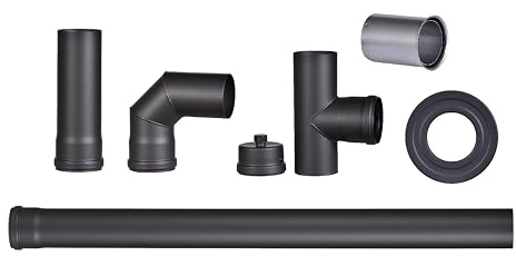 FIREFIX R80/SET Pelletofenrohr, 80 mm, schwarz, Set (6-teilig)