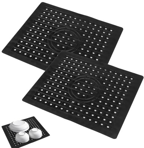 2 Pezzi Tappetino di Scarico Lavello Quadrato in Silicone, 31x26 cm Nero per Cucina e Bagno, Tappeto Lavabo