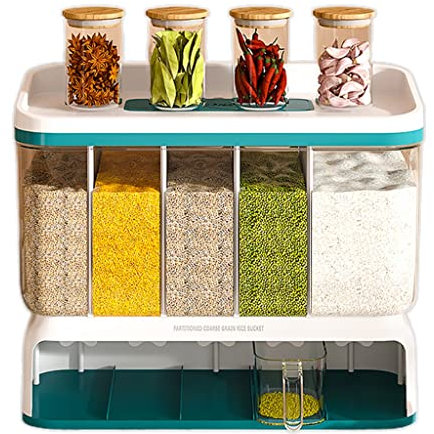 BLHKBAIKBN Wall Mounted Dry Food Dispenser, 10kg/22lbs Rice Bucket Kitchen Grains Organization, Suitable for Rice, Beans, Laundry Scent Beads