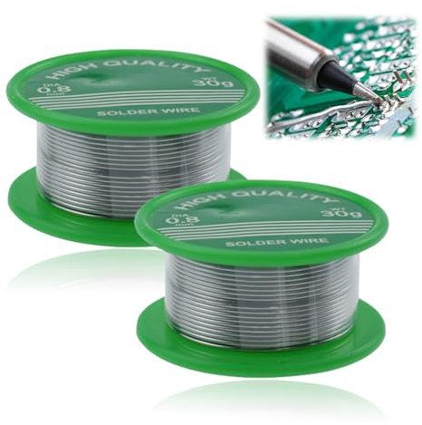 2Pcs Lötdraht, Lötdraht ohne Spülung mit Kolophonium, Flussmittelhaltiges Lötzinn 30g, 0.8mm, Zum Reparieren und Selbermachen von elektrischen und elektronischen Lötkomponenten