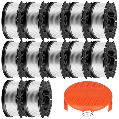 Cilivo AF-100 AF100 String Trimmer Replacement Spool Compatible with Black + Decker GH900 GD600 GH610 Autofeed Weed Eater,Spool Line 30 ft /0.065'' 14-Pack (12-Spool + 1 Cap+1 Spring)