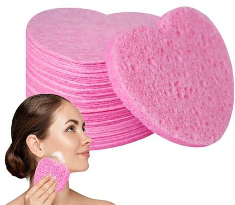 50 många hjärtformade ansiktssvampar – naturliga kosmetiska spa-svampar | hjärtformade ansiktssvampar för sminkborttagning, daglig ansiktsrengöring, och svampar för hudvård