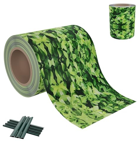 AufuN Strisce frangivista per recinzione, 35 m x 19 cm, in PVC, a doppia asta, con 20 clip, protezione dal vento, per recinzione da giardino, pellicola per recinzione da giardino (foglia verde)