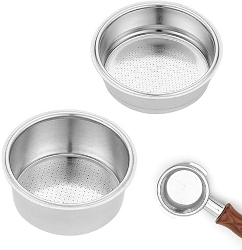 2 filtros de café de acero inoxidable de 51 mm, filtro de acero inoxidable, taza de café, cesta de portafiltro de una sola capa para cafetera portafiltro