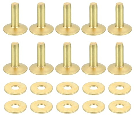 QUARKZMAN 25 Set Rivets Et Rondelles En Cuivre 12x4x12mm Ton Doré | Rivet Solide En Cuivre, Pour Fournitures De Bricolage En Cuir