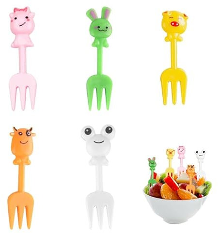 Azlanway Forchettine da Frutta Bambini, 60 Pezzi Forchette da Frutta in Plastica, Riutilizzabili Bento Picks per Bambini, Stuzzicadenti per Il Pranzo, Feste, tè Pomeridiano E Feste di Compleanno