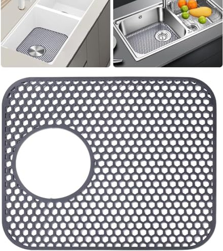 Kitchen Sink Protector Mat Non-Slip Sink Protectors Black Silicone Sink Mat Folding Silicone Mats Counter Protector for Bottom of Kitchen Sink, Dishes and Glassware Drain Mat