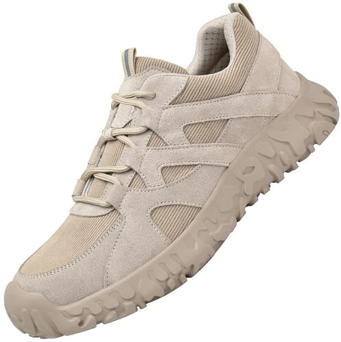 PAMEILA Steel Toe Shoes for Women Non Slip Comfortable Lightweight Slip Resistant Safety Work Shoe Indestructible Construction Composite Khaki, 240