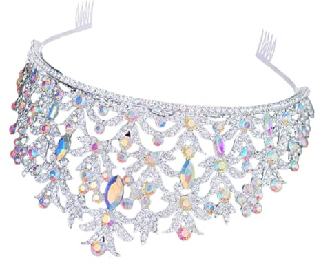 Healeved Diadème de Mariage Couronne de Mariée Scintillante Coiffe avec Strass pour Accessoire de Coiffure de Mariage