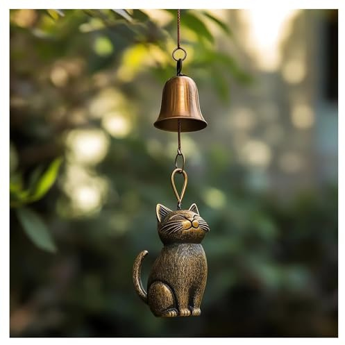 Neu 2025 Windspiel für Katzenliebhaber, einzigartige Katzen-Gartendekoration, Katzenstatue, Themengeschenke, Windspiele, hängende Windspiele, Glocke für Veranda, Hof (A)