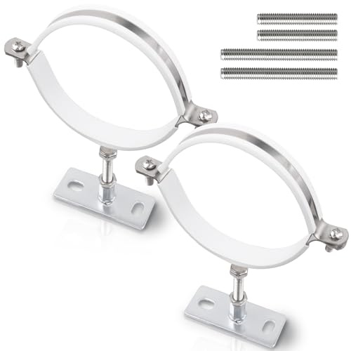 2 Sets 6 Inch Adjustable Pipe Bracket Heavy Duty Adjustable Clamp Bracket with Screw & Expansion Tube Wall Support Chimney Pipe Holder for Plastic Ventilation Pipe Chimney Drainage Tube
