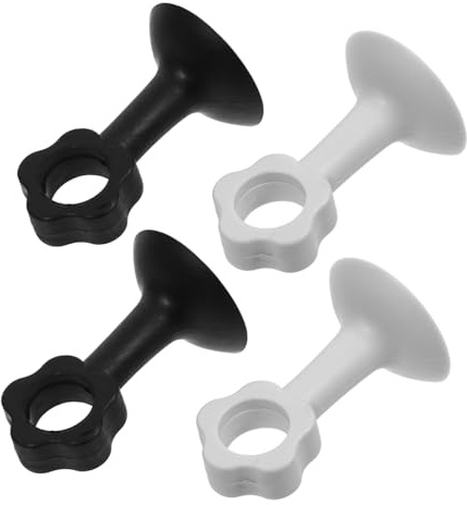 Angoily 4pcs Flower-Shaped Silicone Door Handle Bumpers Suction Cups, Anti-Collision Door Wall Protector Pads for Silent Impact Absorption and Wall Scratch Prevention in Home and Office (Gray Black