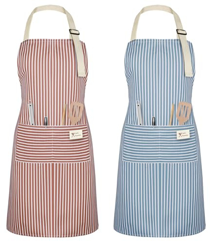 Vicloon Küchenschürze, verstellbare Schürze mit 2 Taschen,Maschinenwaschbar, farbecht Schürze für Männer Damen Küche Restaurant Café