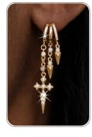 HANLI Ohrringe Silber 925 Damen - 14K Gold Vergoldet mit Cubic Zirkonia Lange Hängeohrringe Hypoallergen Modeschmuck Creolen Ohrringer für Frauen Mädchen Schmuck