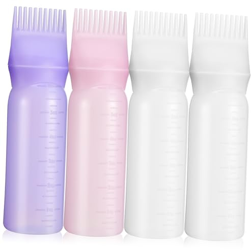 LIFKOME Flacons Applicateurs Faciles à Utiliser Lot de 4 Peigne en Silicone Multi-usages pour Cheveux pour Soin des Cheveux à Domicile Salon