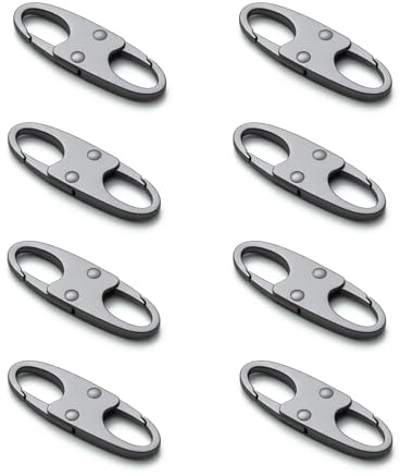zelin Anti Theft Zipper Clips Double Opening Small Carabiner Clips, 8Pcs Elegant Zinc Alloy Zipper Pull Replacement for Travel, Commuting and Camping (Space Grey)
