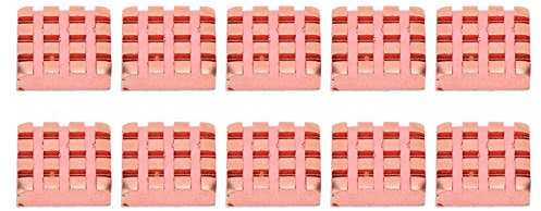 10 pezzi di dissipatore di calore in ottone con adesivo termoconduttivo, mini radiatori per CPU, PCB e router, componenti a fessura per la dissipazione del calore P14 x 4 x 14 mm