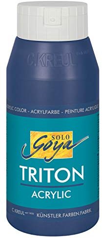 KREUL 17025 - Triton Acrylic Liquid Dunkelblau 750 ml, Hochwertige Künstler-Acrylfarbe in Studienqualität mit leicht fließendem Charakter, tiefmatt auftrocknend