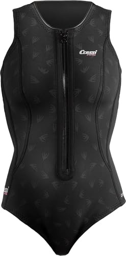 Cressi Termico Lady Swimsuit 2 mm - Damen Schwimmanzug Ärmellos, aus Stark Dehnbarem 2mm Ultraspan Double Lined Neoprene, Schwarz/Logo RosaXS/1