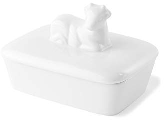 Holst Porzellan BUD 016 Butterdose Kuh 2-teilig, weiß, 16.5 x 12.5 x 10.5 cm