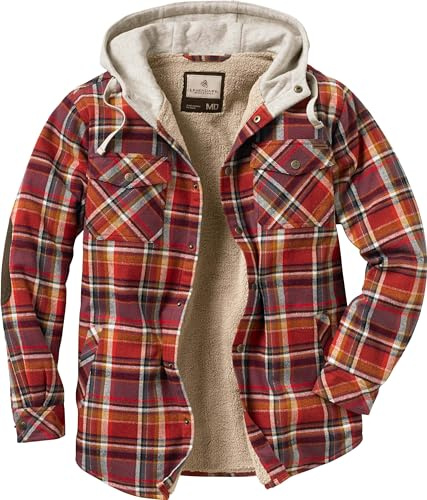 Legendary Whitetails Camp Night Berber Chaqueta de Franela con Capucha y Forro para Hombre, Large