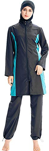 TianMaiGeLun Muslimische Bescheidene Badebekleidung Islamische Bademode mit Hijab Volle Abdeckung Badeanzug Modest Muslim Swimwear Burkini Beachwear Sportkleidung (N1, L)