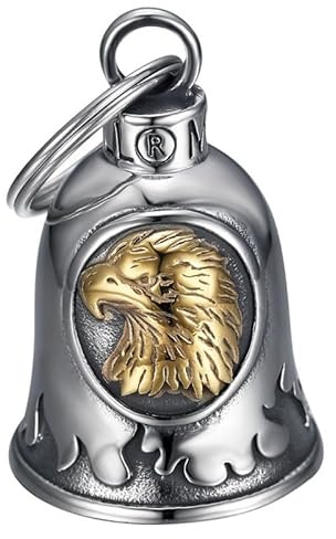 BOBIJOO Jewelry - Moto campana Aquila testa portafortuna Biker in acciaio inox argento oro