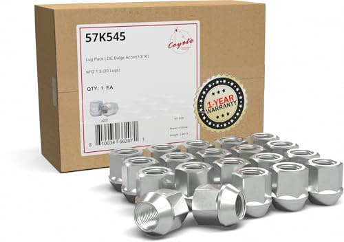 Wheel Accessories Parts 20 Pcs M12x1.5 12x1.5 Thread OE Bulge Acorn Lug Nuts 1 Long Zinc 13/16 21mm Hex Fits Ford Fusion | Mazda 3 CX 5 | Hyundai Elantra | KIA Soul | Mitubishi Outlander