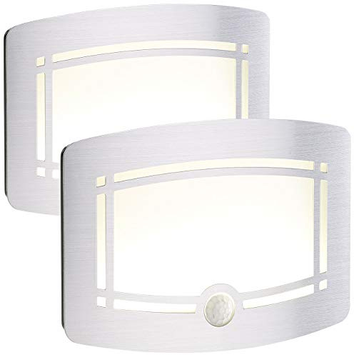 Lunartec Wandleuchten ohne Strom: 2er-Set 2-stufige Batterie-LED-Wandleuchten, Bewegungs-/Lichtsensor (Wandlampen ohne Strom, Lampen ohne, Fluter)