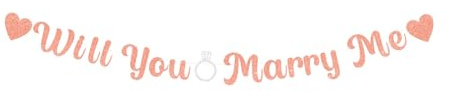 bng-bng Banner mit Aufschrift Will You Marry Me, Valentinstag, Hochzeit, Party, Wimpelkette, Girlande für Heiratsantrag, Valentinstag, Party-Dekorationen, Foto-Requisiten, Roségold