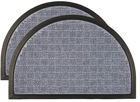 Nicola Spring Heavy Duty Door Mats - 60 x 40cm - Grey - Pack of 2 - Decorative Indoor Front Door Floor Mat Entry Dirt Trapper Rug Outdoor Boot Scraper Non Slip Backing Doormat