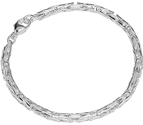 NKlaus Silber Armband Herren und Damen 925-19 cm - Sterling Königskette - gedrückt Armkette oval Echt Sterlingsilber - Unisex - 3.82mm breit 12391