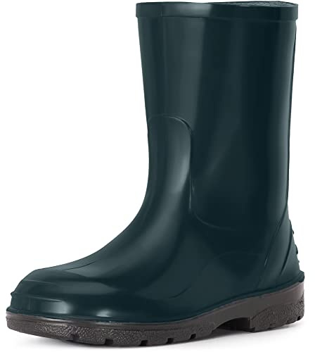 Ladeheid Botas de Agua Zapatos con Suela Antideslizante Botas de Goma Lluvia para Niña Unisex Rainboots de Caucho para Niños Botines para Niñas LA-939 (Verde Oscuro, 32 EU)